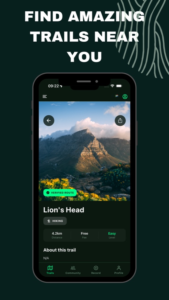 Finding trails near you in the Bundu app