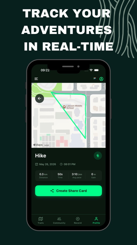 Tracking a hike in real time in the Bundu app